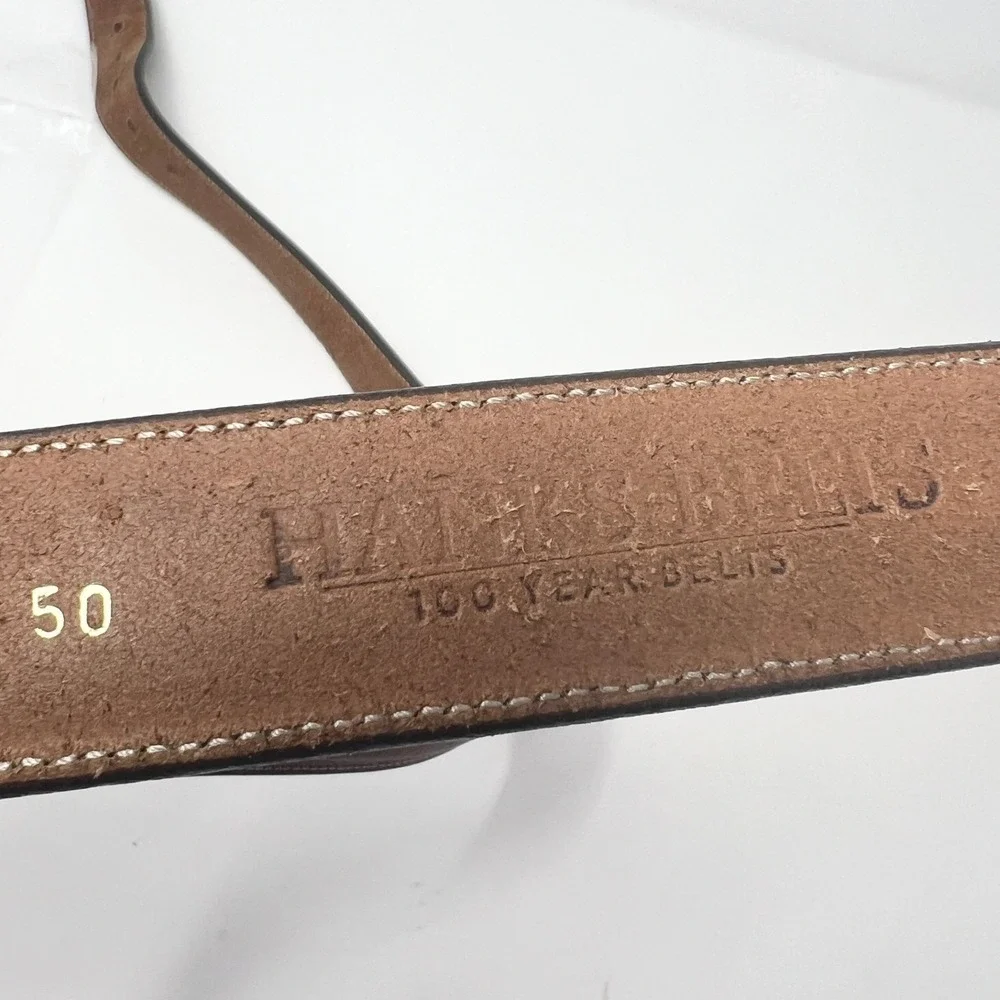 Hanks Belts 100 Year Belt Mens Sz. 50 Brown Full Grain Leather Roller Buckle USA